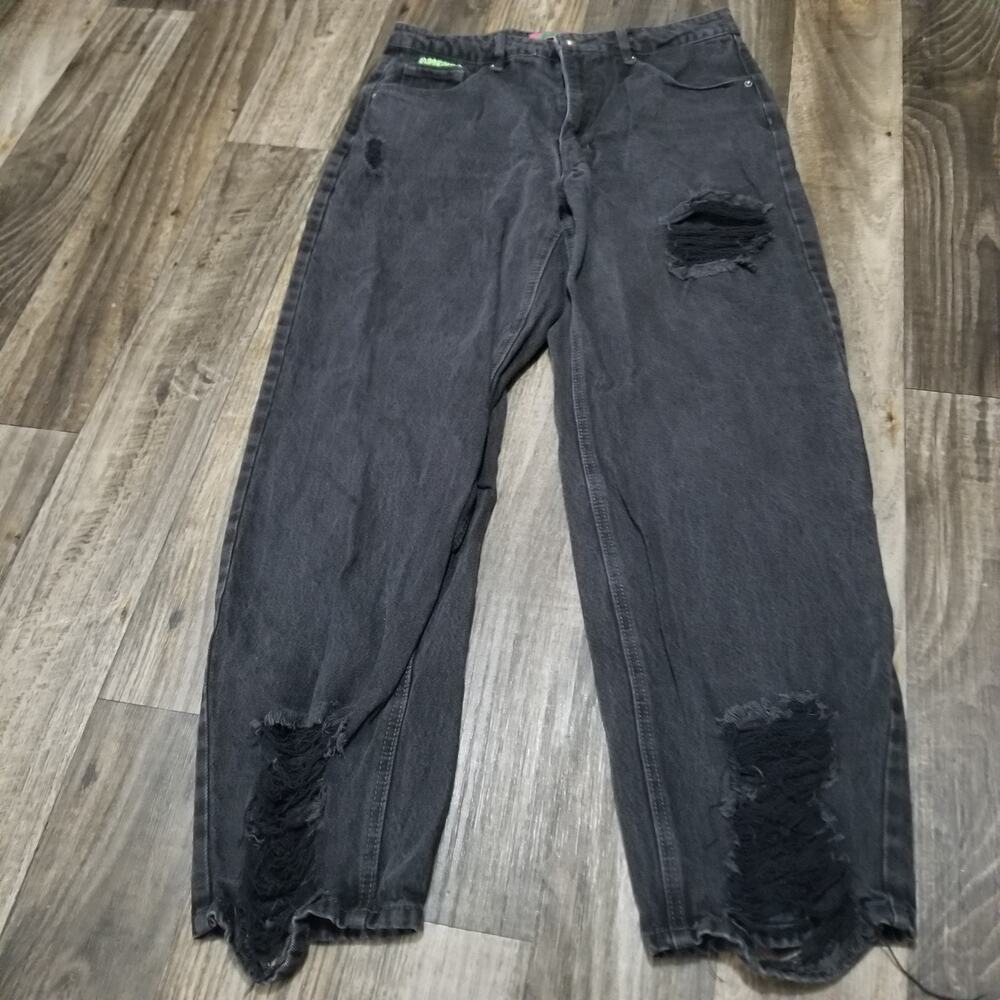 Empyre Black Jeans Women Sz 12 Straight Leg Skater Denim Distressed